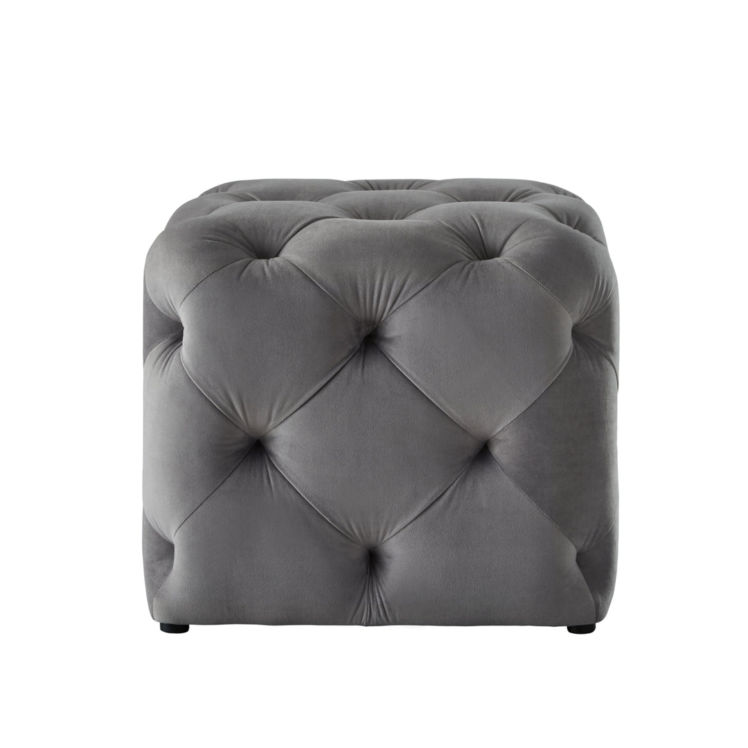 Harmony Velvet or Linen Ottoman-Square Shaped-Allover Tufted Design-Modern and Functional by Inspired Home Image 8