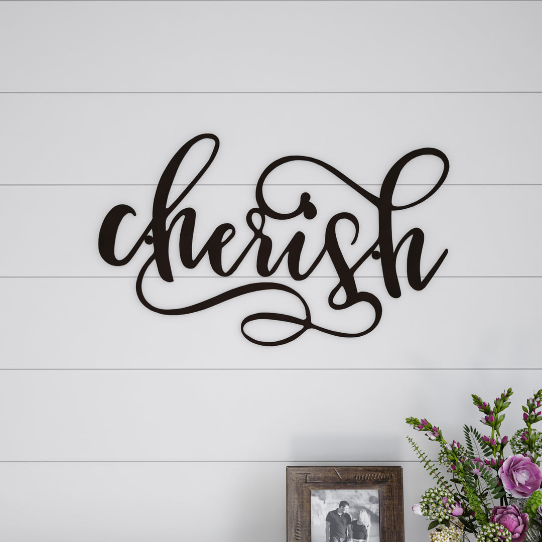 Metal Cutout- Cherish Decorative Wall Sign-3D Word Art Home Accent Decor Image 2