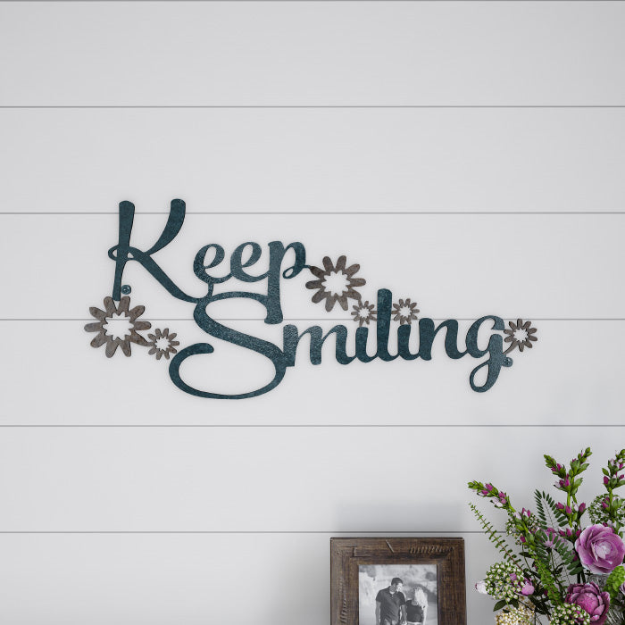 Metal Cutout- Keep Smiling Decorative Wall Sign-3D Word Art Home Accent Decor Image 1
