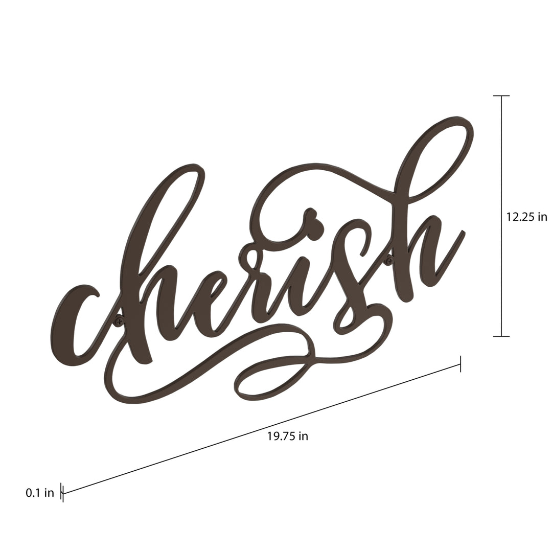 Lavish Home Metal Cutout Cherish Wall Sign Dark Brown 3D Word Art Decor Image 4