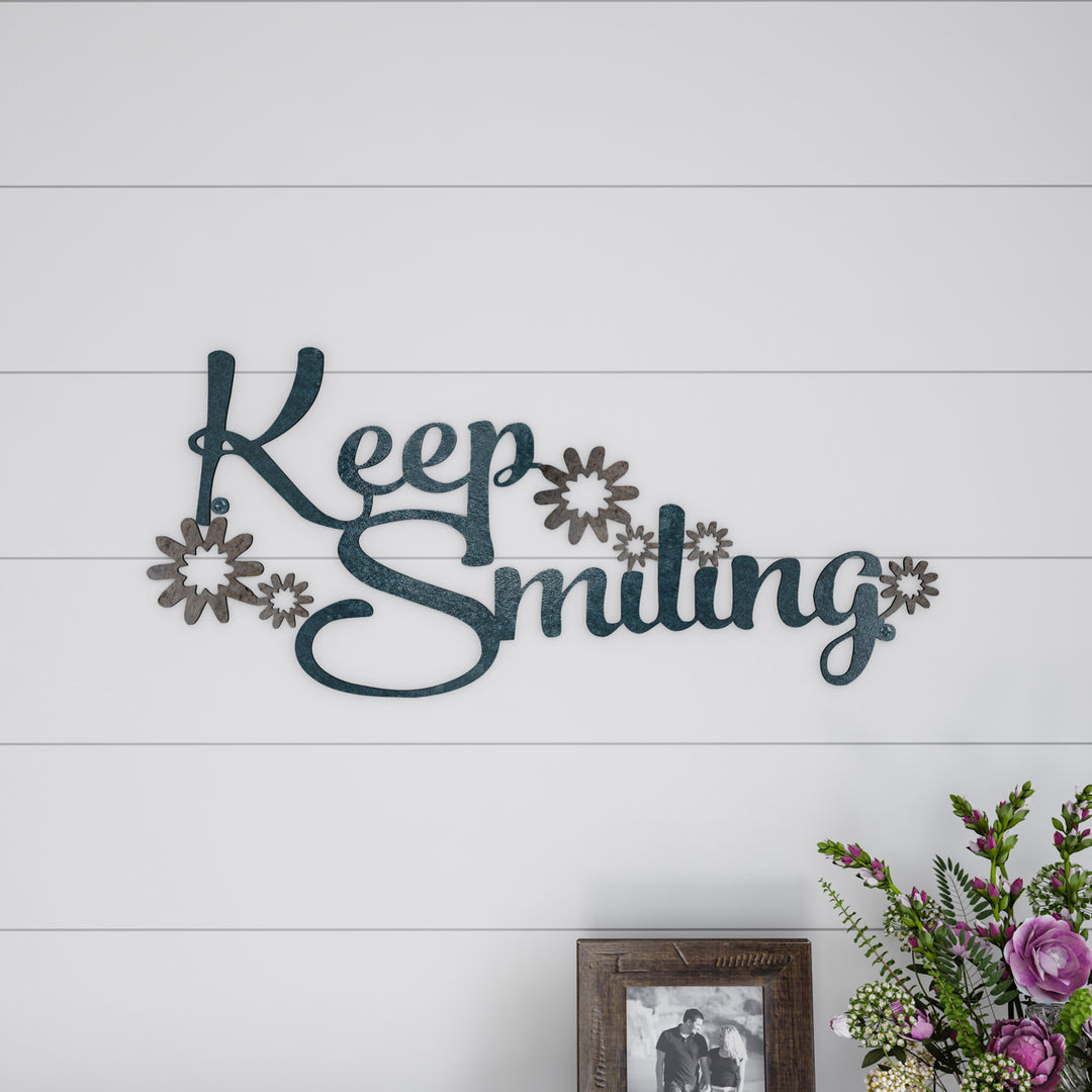 Metal Cutout- Keep Smiling Decorative Wall Sign-3D Word Art Home Accent Decor Image 2
