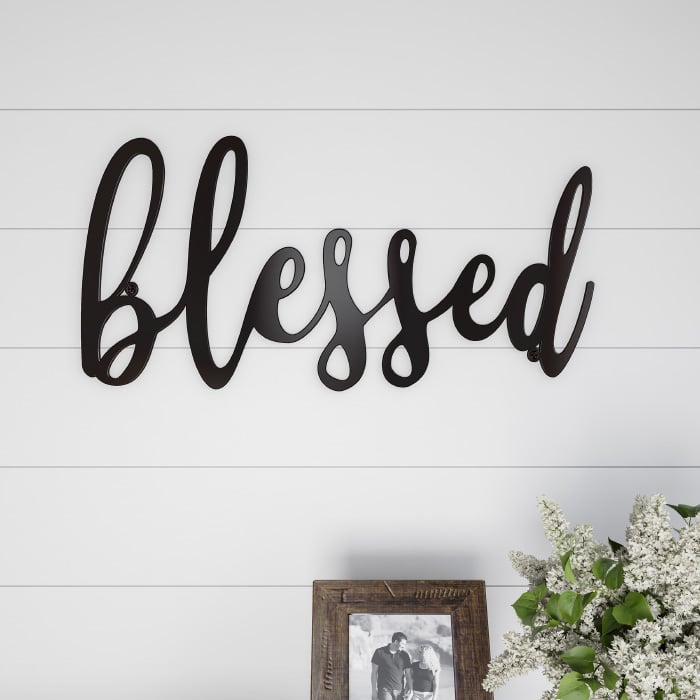 Metal Cutout- Blessed Decorative Wall Sign-3D Word Art Home Accent Decor Image 1