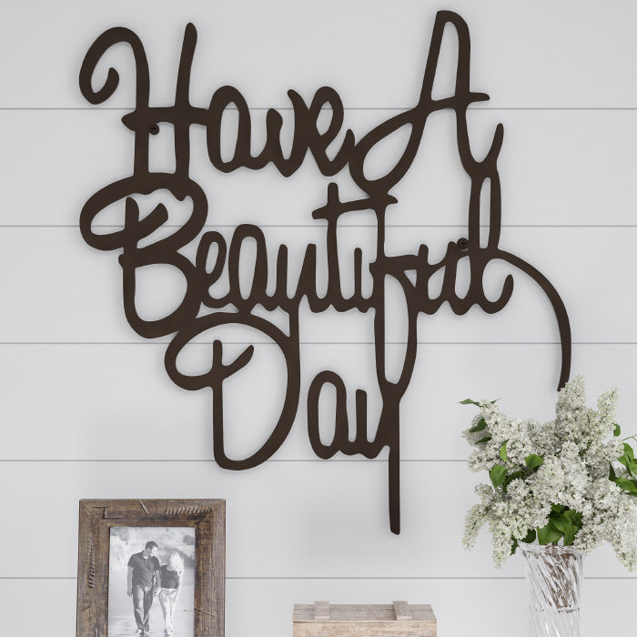 Metal Cutout-Have a Beautiful Day Decorative Wall Sign-3D Word Art Home Accent Decor-Perfect Modern Rustic Image 1