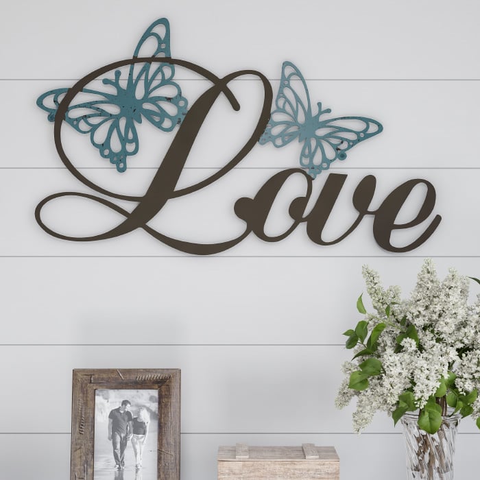 Metal Cutout- Love Decorative Wall Sign-3D Word Art Home Accent Decor-Perfect for Modern Rustic or Vintage Farmhouse Image 1