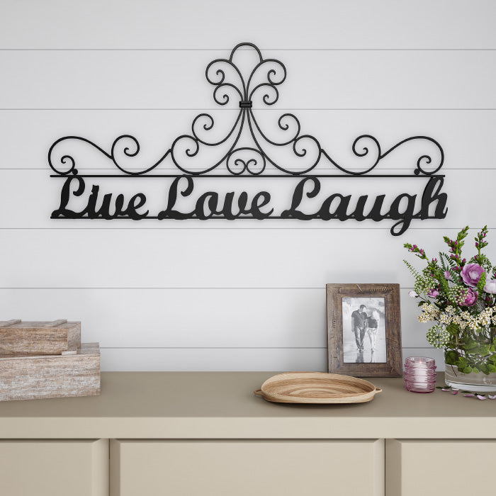 "Metal Cutout Live Laugh Love Wall Sign 3D Word Art Rustic 35in" Image 1