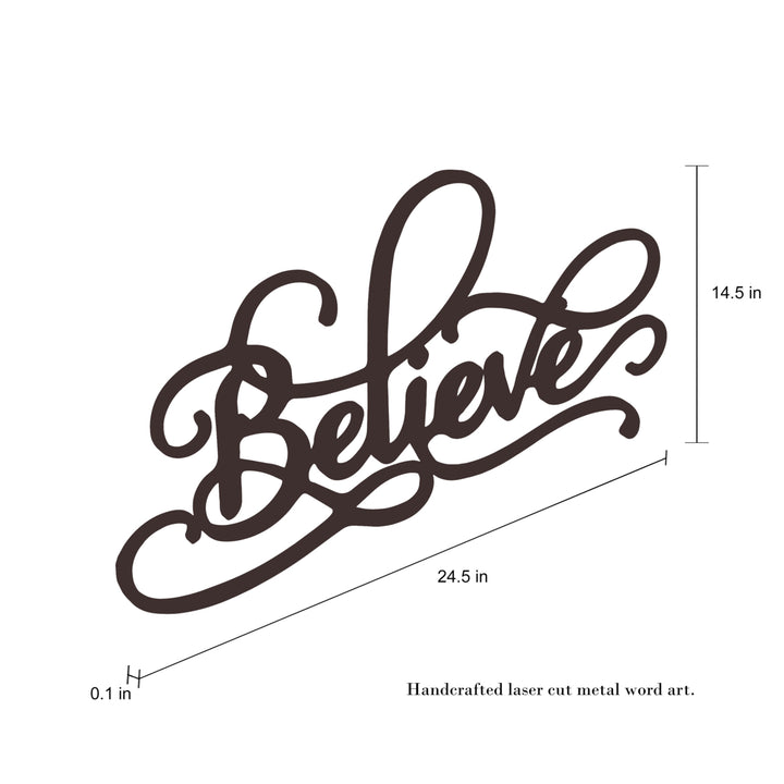 Metal Cutout "Believe" Rustic Decorative Wall Sign 24 Inches Long Image 4