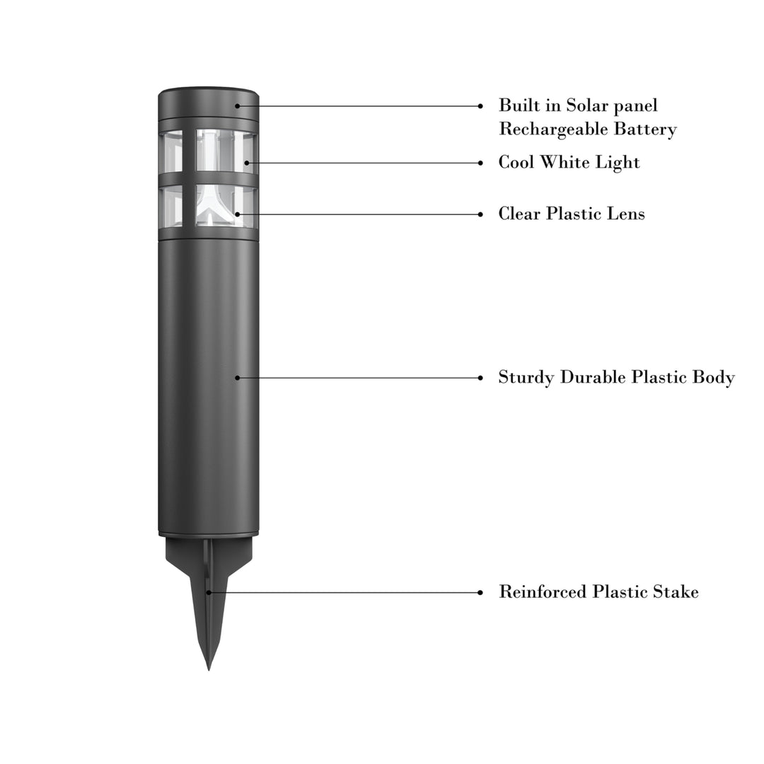 Solar Path Bollard Lights Set of 8 Outdoor Stake Lighting for Garden, Landscape, Yard, Patio, Deck, Driveway, Walkway Image 4