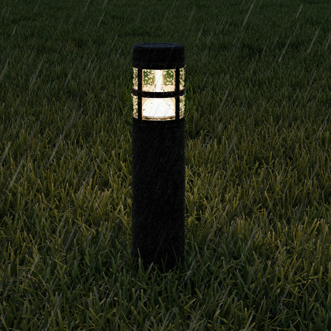 Solar Path Bollard Lights Set of 8 Black Outdoor Garden Stake Lighting Image 6