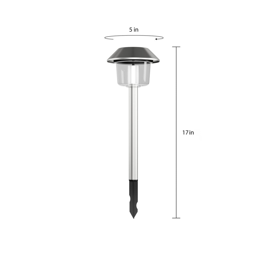 Solar Pathway Lights Set of 6 Stainless Steel Outdoor Garden Stake Lighting Image 3