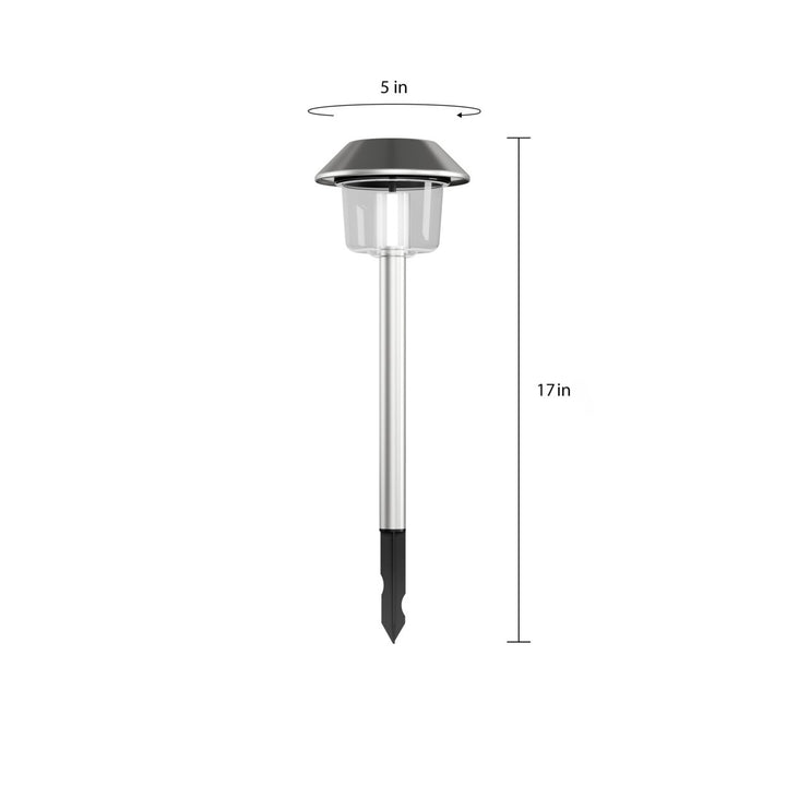 Solar Pathway Lights Set of 6 Stainless Steel Outdoor Garden Stake Lighting Image 3