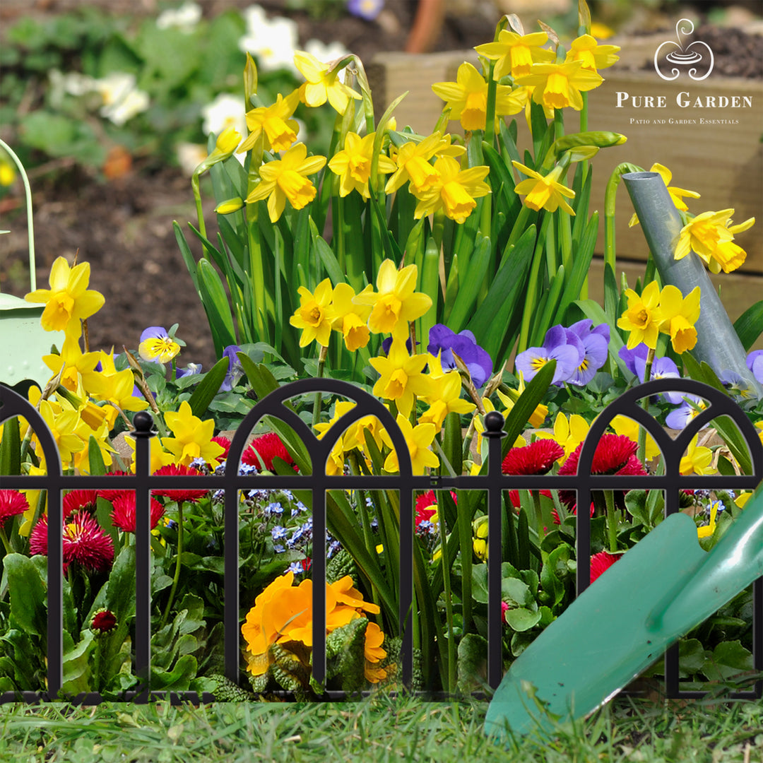 Garden Edging Border- Flower Bed Edging for Landscaping- Victorian Fence, 8 Feet of Interlocking Outdoor Lawn Stakes Image 6