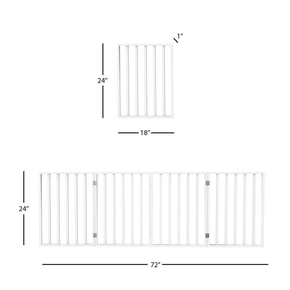 Wooden Pet Gate- Foldable 4-Panel Indoor Barrier Fence, Freestanding and Lightweight Design for Dogs, Puppies, Pets- 72 Image 2