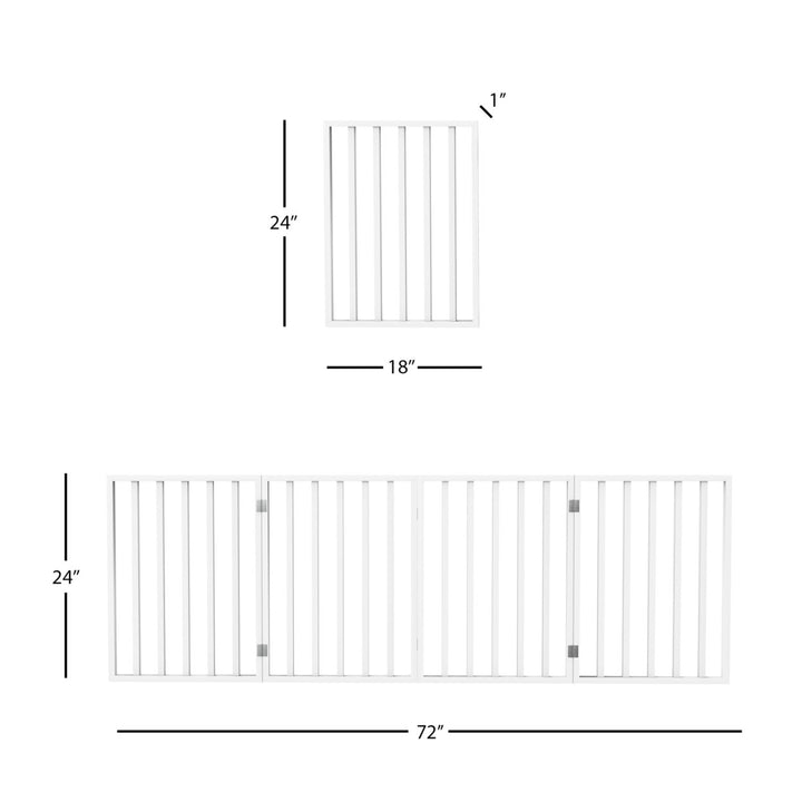 Wooden Pet Gate- Foldable 4-Panel Indoor Barrier Fence, Freestanding and Lightweight Design for Dogs, Puppies, Pets- 72 Image 2