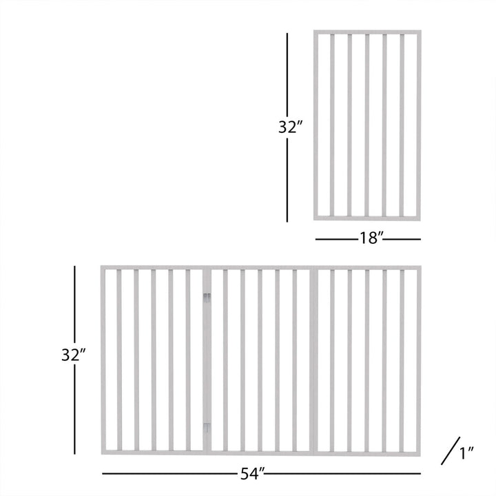 Wooden Pet Gate 3-Panel Freestanding Indoor Barrier White 54x32 Lightweight Foldable Image 2