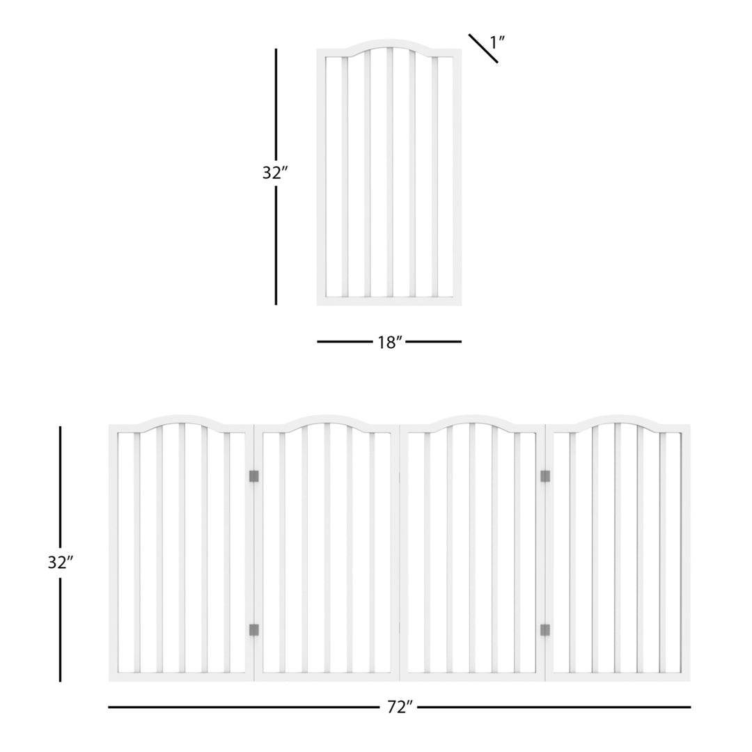 Wooden Pet Gate Tall Freestanding 4-Panel Barrier Fence Foldable White 72x32 Image 2