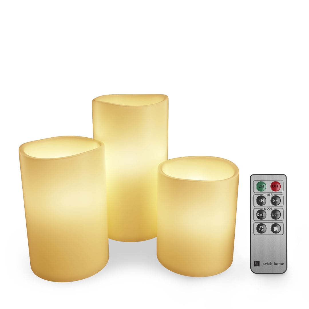 3 Piece LED Flameless Candle Set with Remote and Timer Battery Operated Image 1