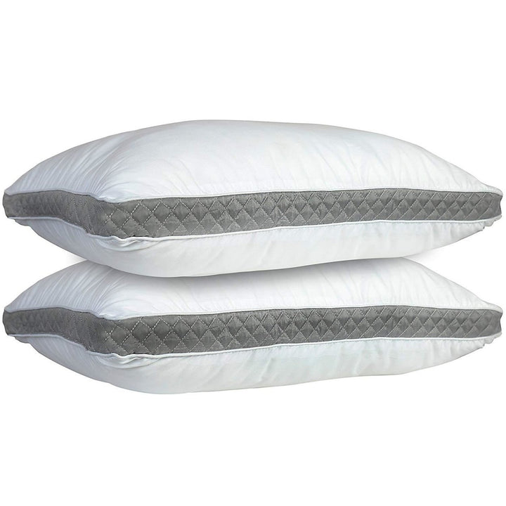 Gusseted Quilted Pillow - Set of 2 Premium Quality Bed Pillows King-Queen Image 3