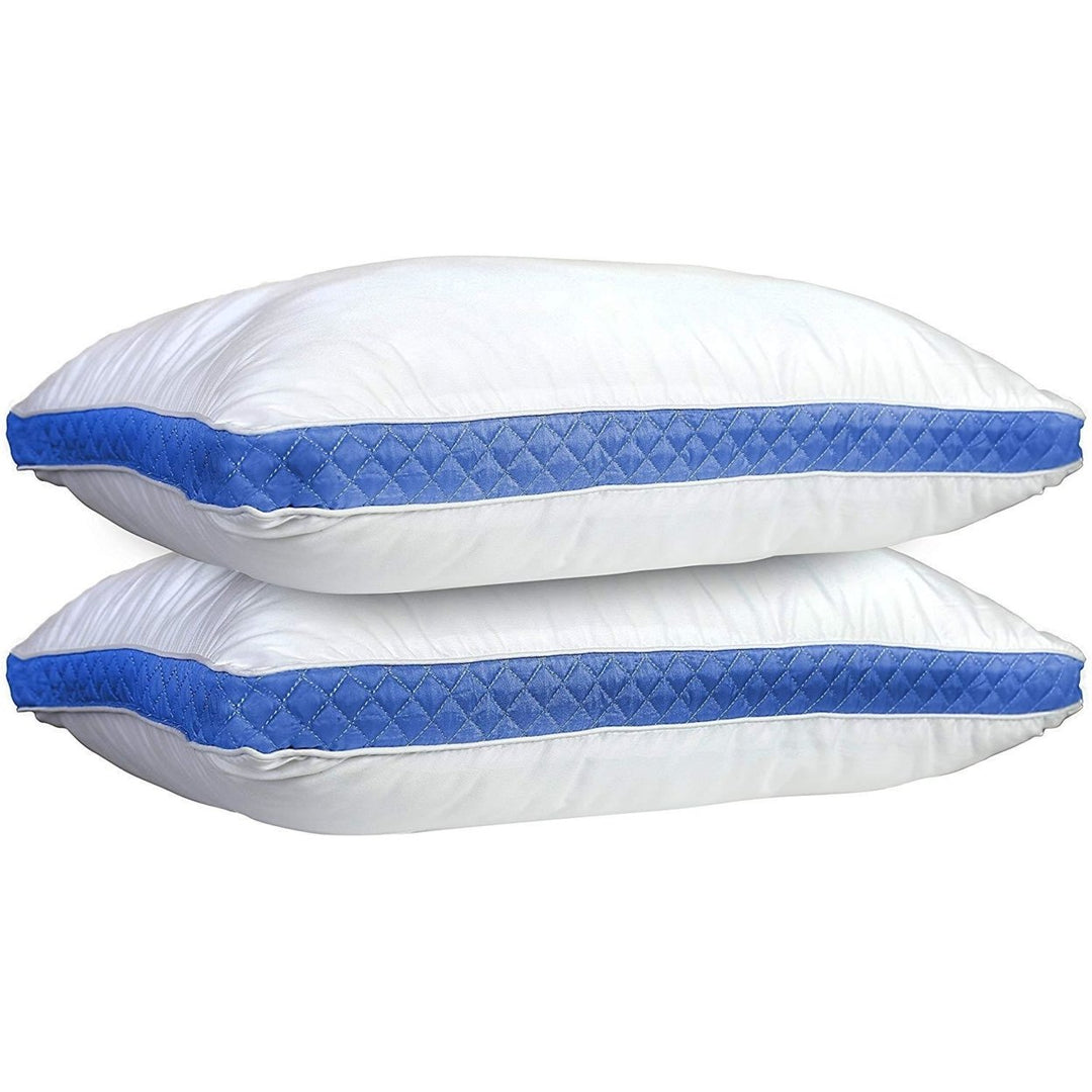 Gusseted Quilted Pillow - Set of 2 Premium Quality Bed Pillows King-Queen Image 2