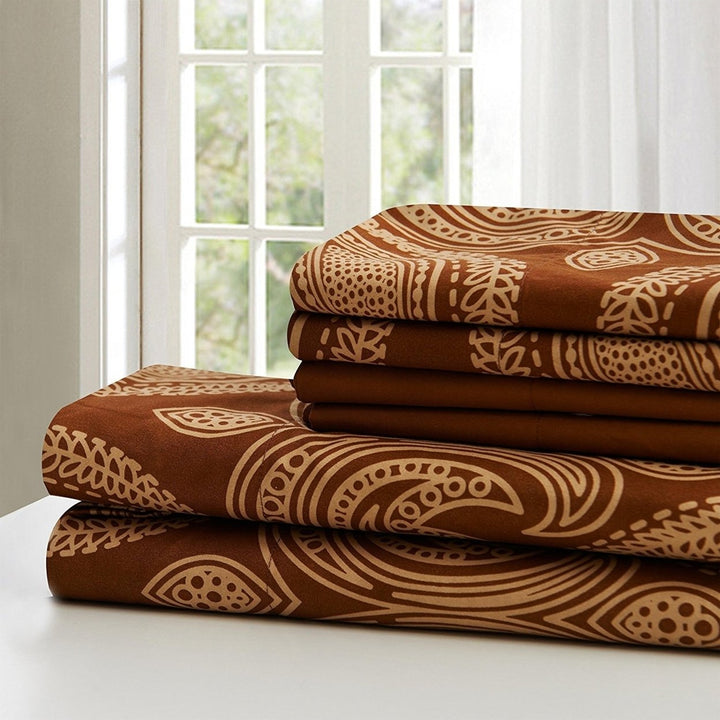 Ultra Soft Paisley Printed 6 Piece Bed Sheet set Image 1