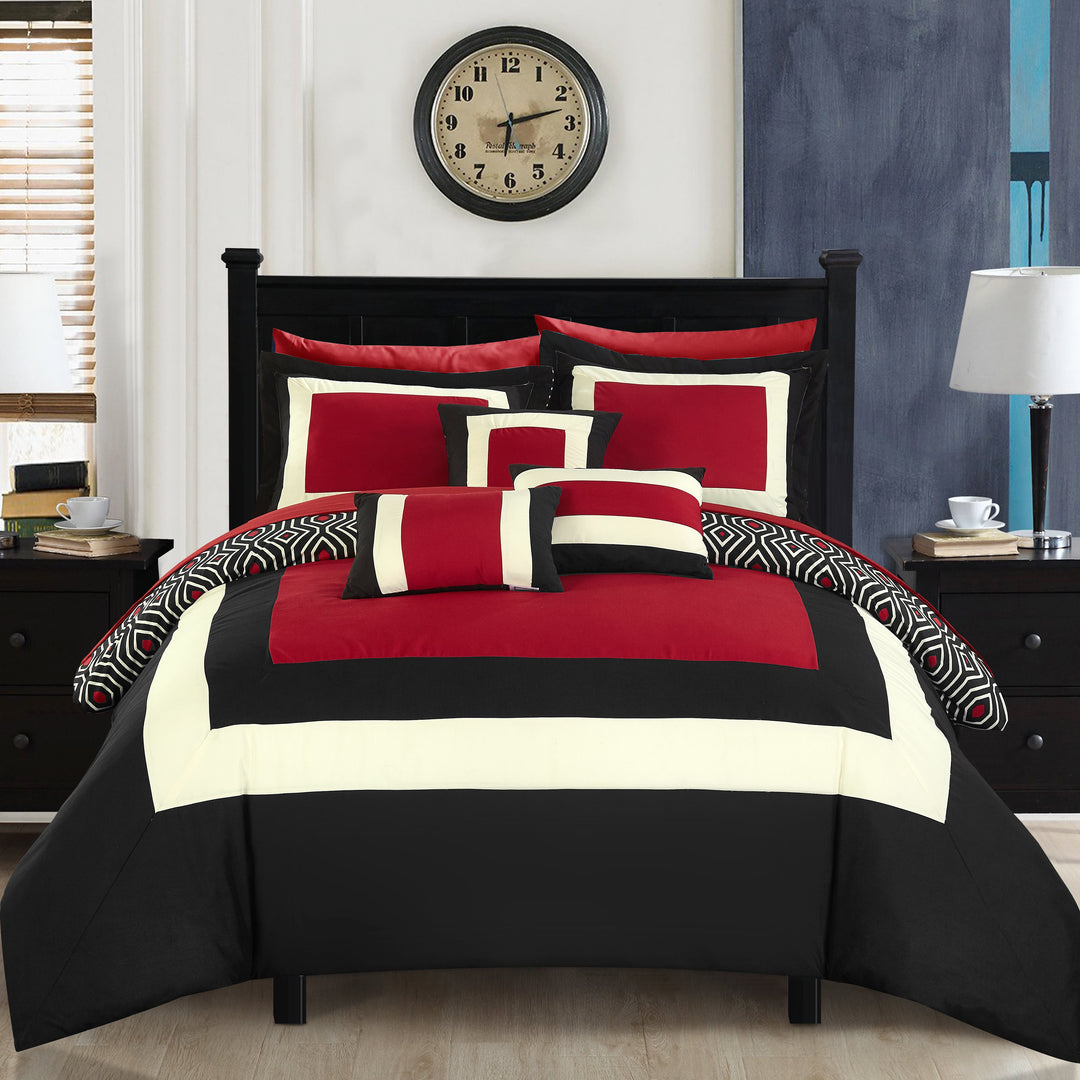Chic Home Jouein 10 Piece Comforter Set Reversible Hotel Collection Color Block Bed in a Bag Image 4