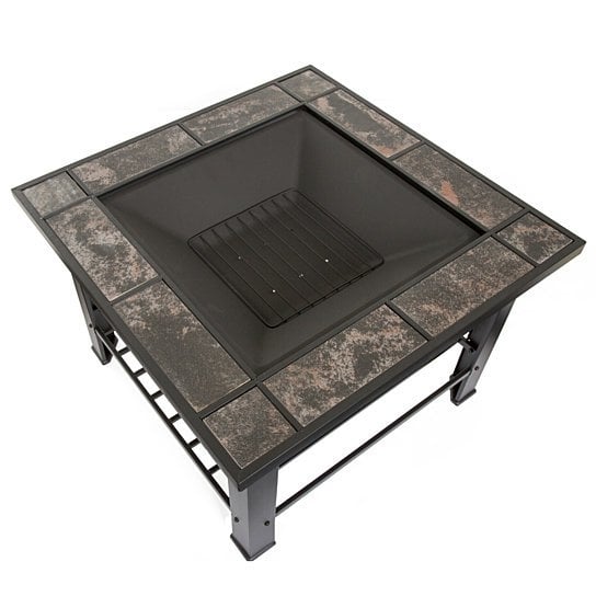 Pure Garden 30 inch Square Fire Pit and Table with Cover - Black Image 3