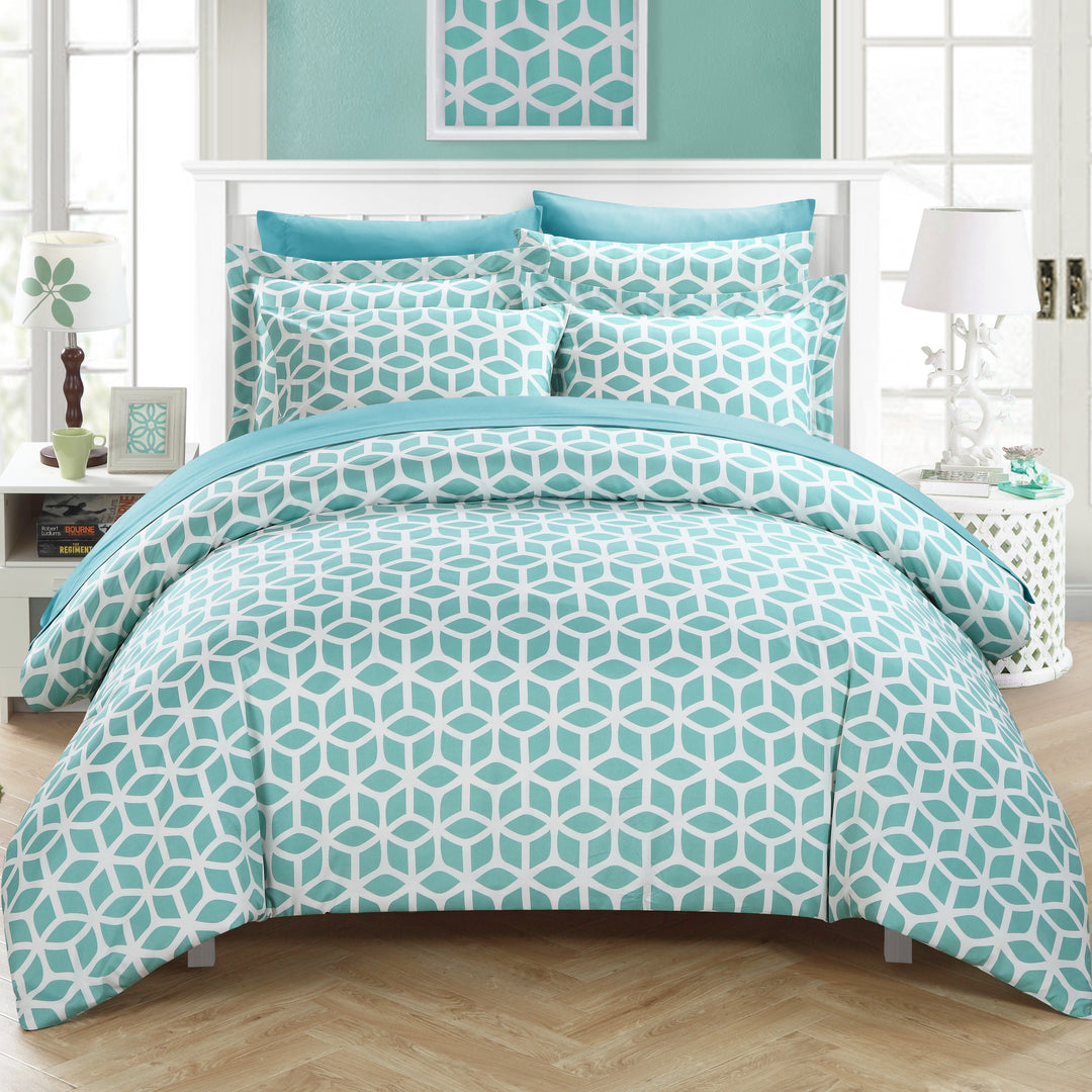 Chic Home Avaline 3 Piece Duvet Cover Set Geometric Diamond Print Design Bedding Zipper Closure Image 4