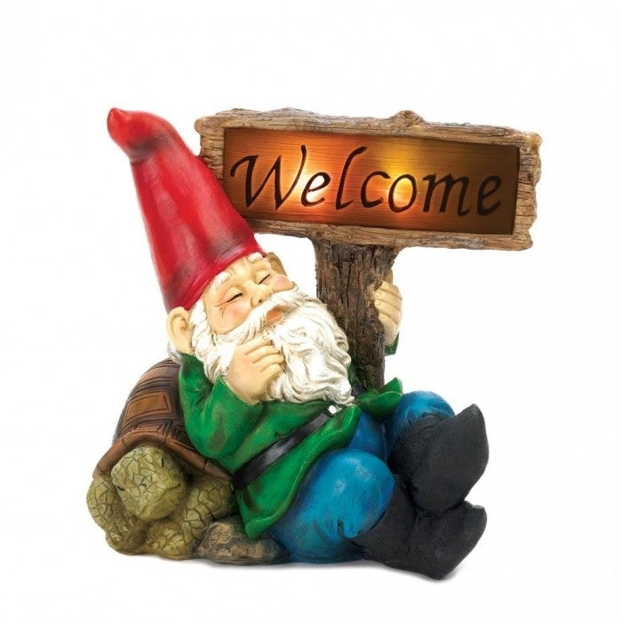 SLEEPING GNOME WELCOME SOLAR STATUE Image 1