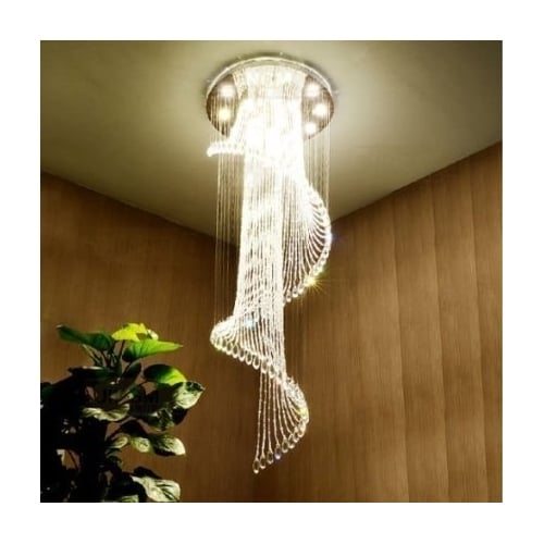 Saint Mossi Modern K9 Crystal Sprial Raindrop Chandelier Flush mount LED Pendant Lamp for Dining Room Bathroom Bedroom Image 1