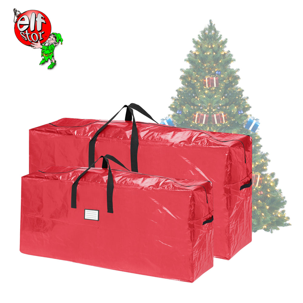 Elf Stor Red Christmas Tree Bag Holiday Set for Two 7.5 to 9 Ft Trees 2 Bags Image 2