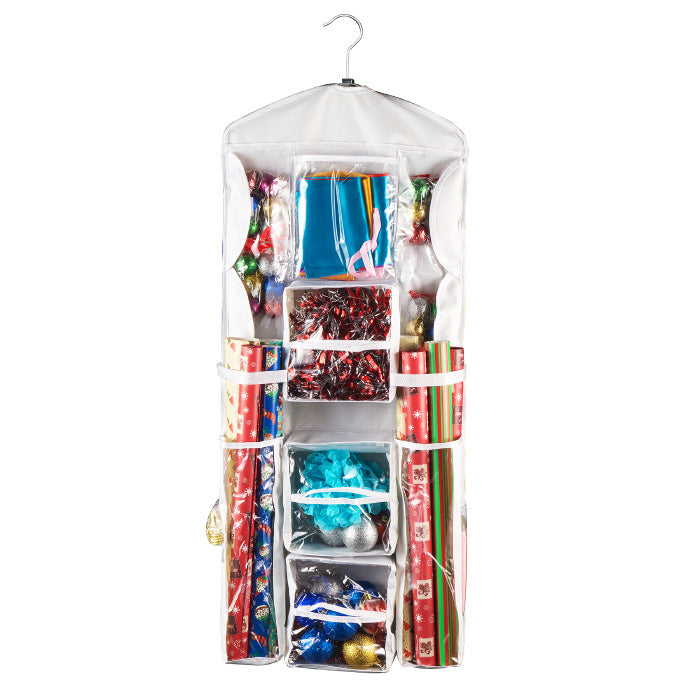Double Sided Deluxe Hanging Gift Wrap Station Bag Organizer for Closet or Home Image 1