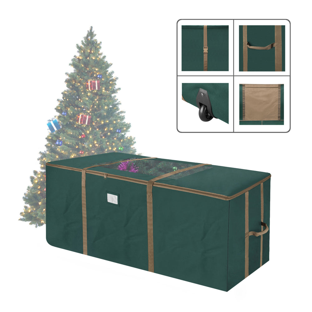 XLarge Christmas Tree Storage Wheeled Box w Window Fits 12 Ft Tree Heavy Duty Image 2
