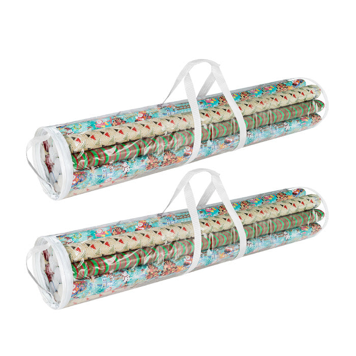 40 Inch Christmas Wrapping Paper Storage Bag Tube 2 Pack Zipper Handle Image 1