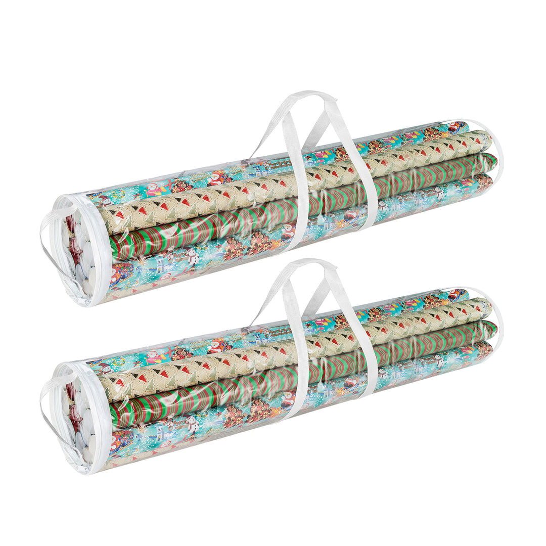 40 Inch Christmas Wrapping Paper Storage Bag Tube 2 Pack Zipper Handle Image 2