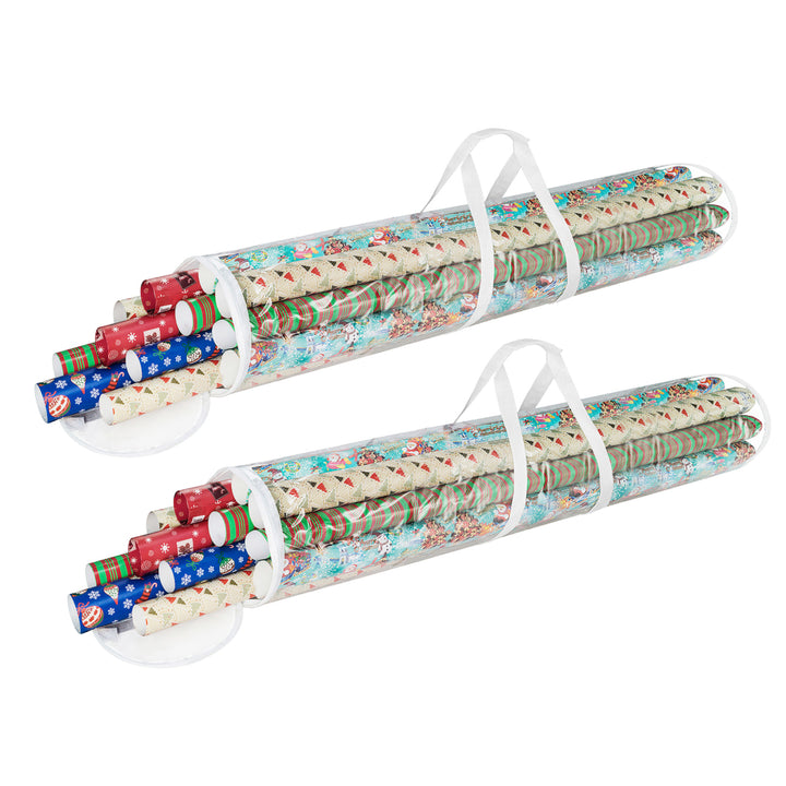 40 Inch Christmas Wrapping Paper Storage Bag Tube 2 Pack Zipper Handle Image 4