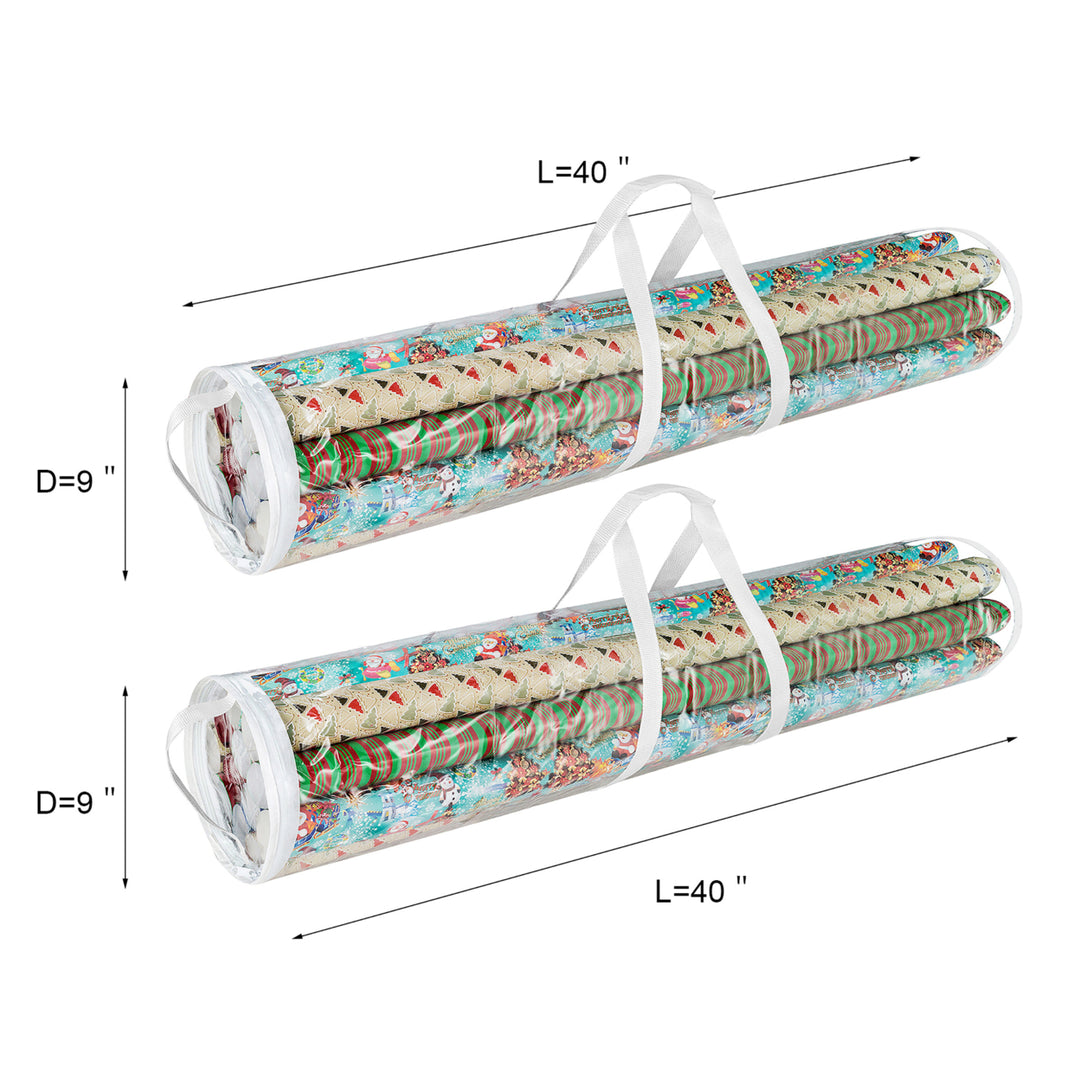 40 Inch Christmas Wrapping Paper Storage Bag Tube 2 Pack Zipper Handle Image 5