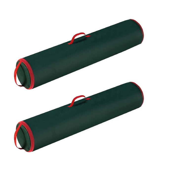 2 Pack Green 40 Inch Christmas Wrapping Paper Storage Bag Tube Handle Zipper Image 1