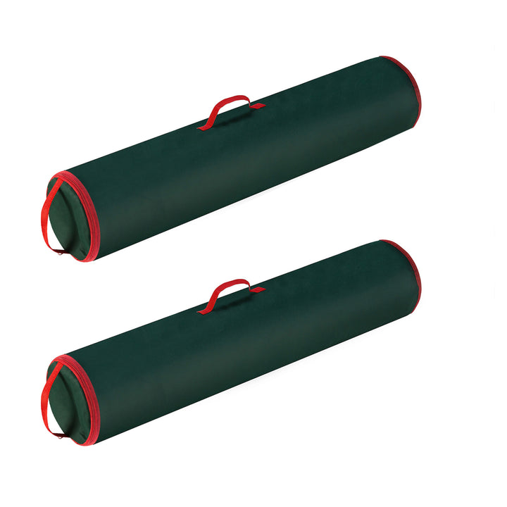 2 Pack Green 40 Inch Christmas Wrapping Paper Storage Bag Tube Handle Zipper Image 2