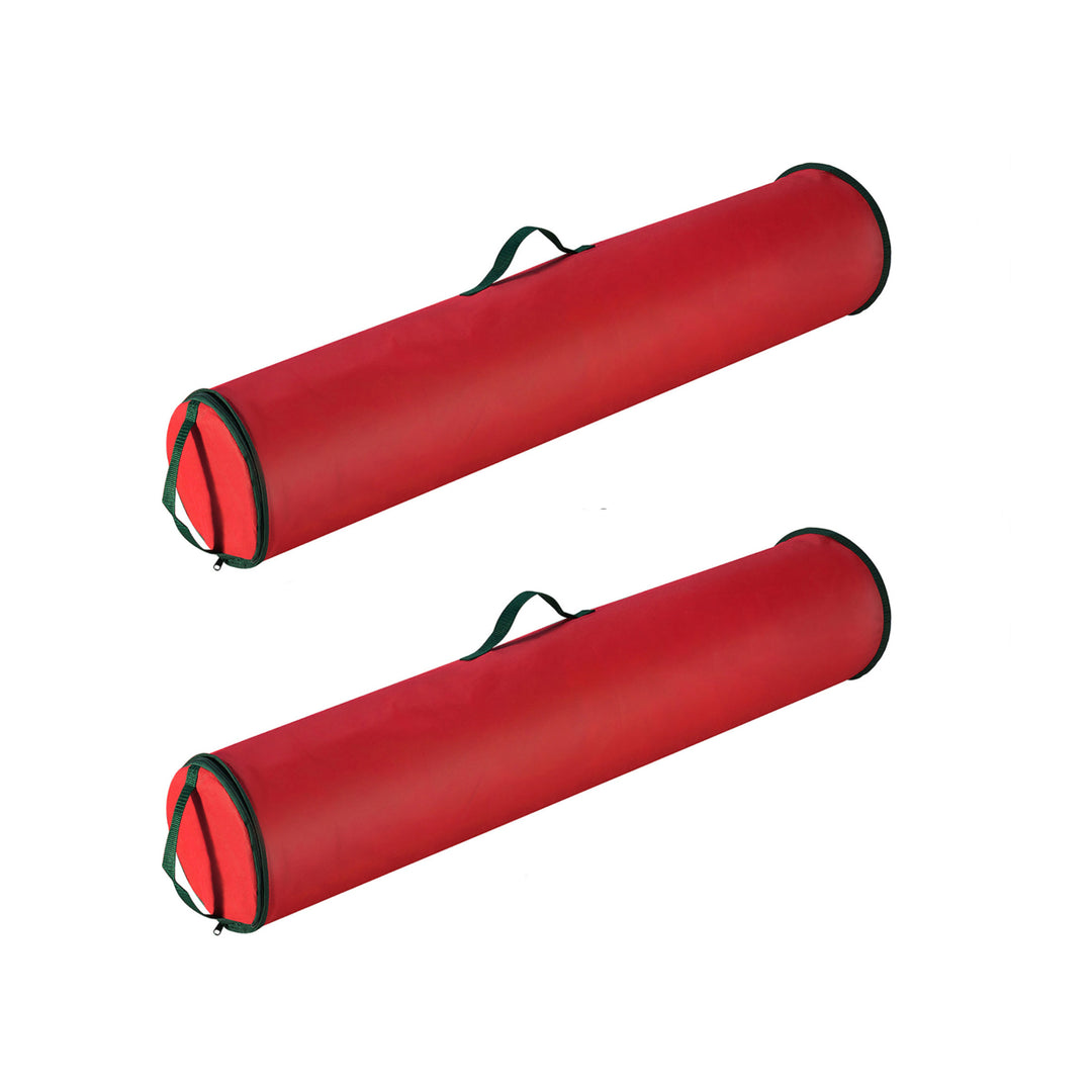 2 Pack Red 40 Inch Christmas Wrapping Paper Storage Bag Tube Handle Zipper Image 2
