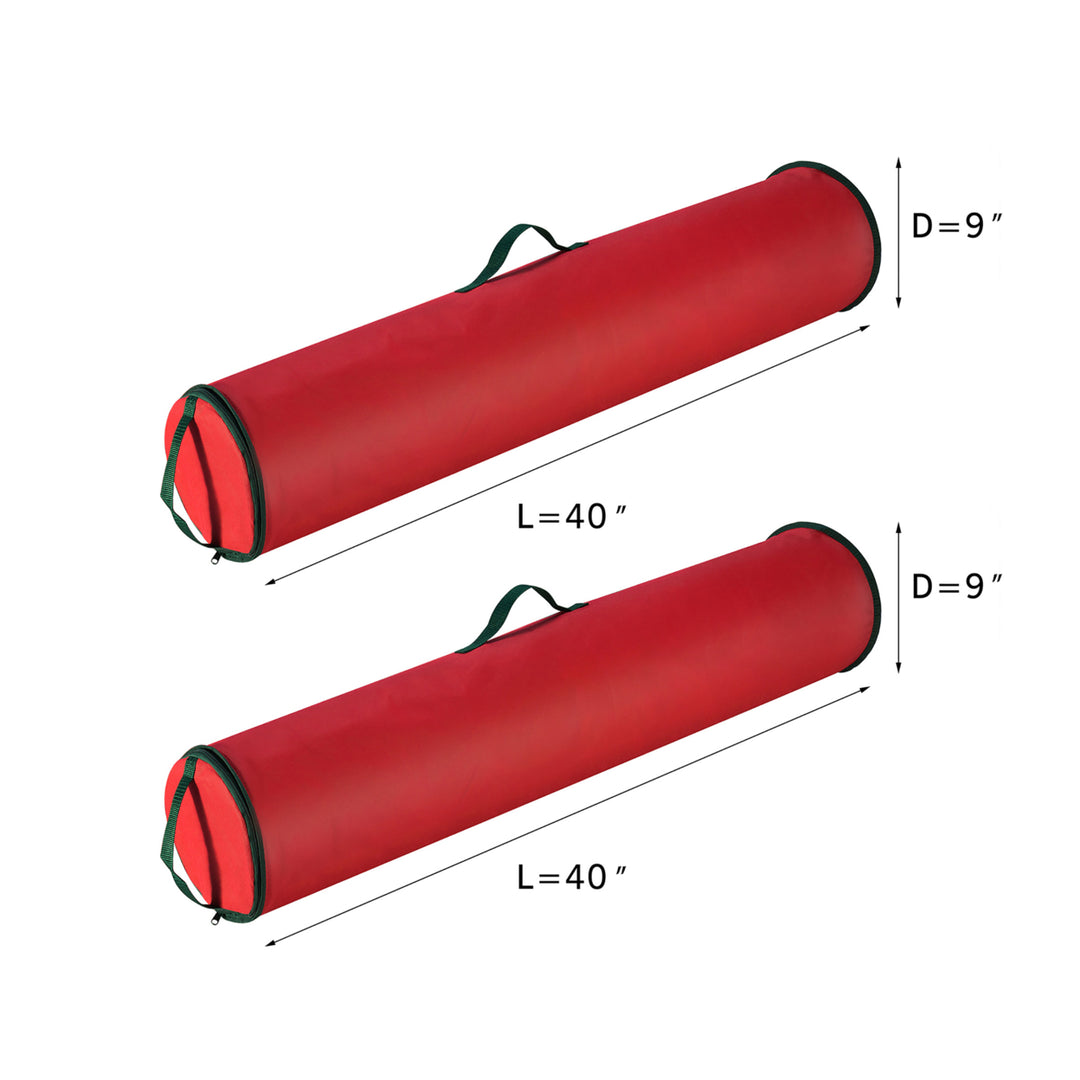 2 Pack Red 40 Inch Christmas Wrapping Paper Storage Bag Tube Handle Zipper Image 3