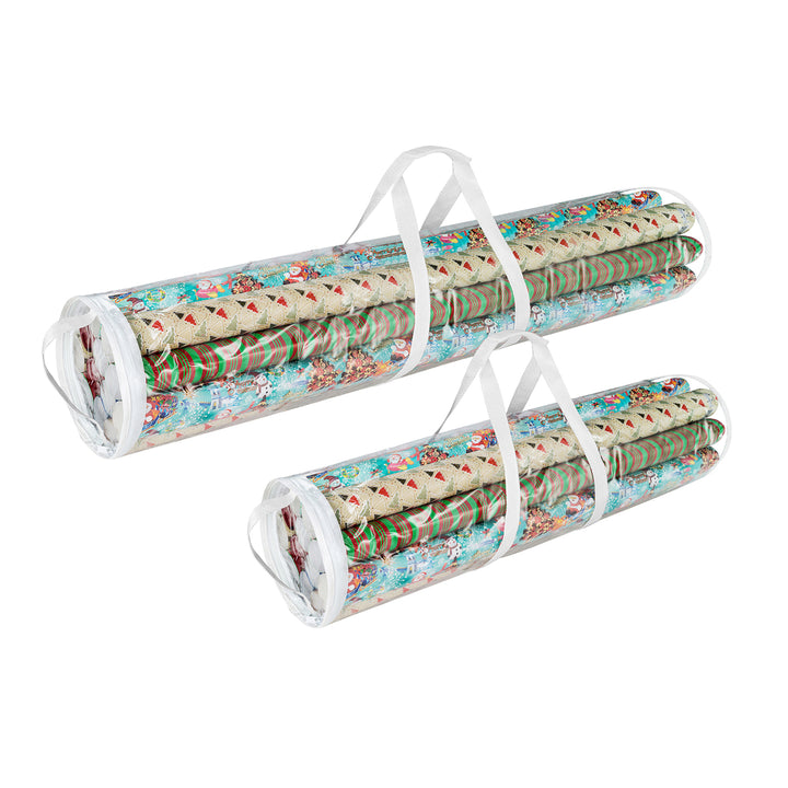 2 Pack 31 - 40 Inch Christmas Wrapping Paper Storage Bag Tube Handle Zipper Image 2