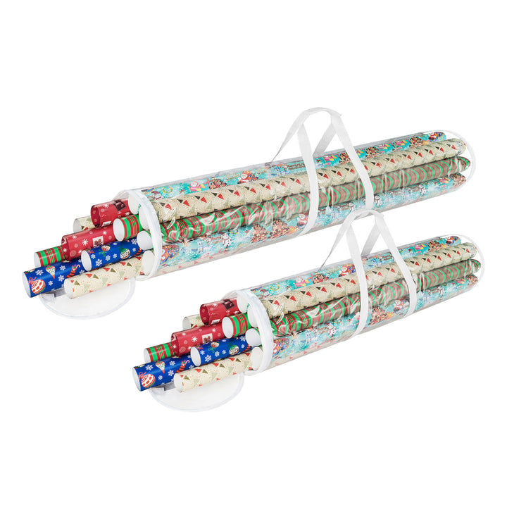 2 Pack 31 - 40 Inch Christmas Wrapping Paper Storage Bag Tube Handle Zipper Image 3