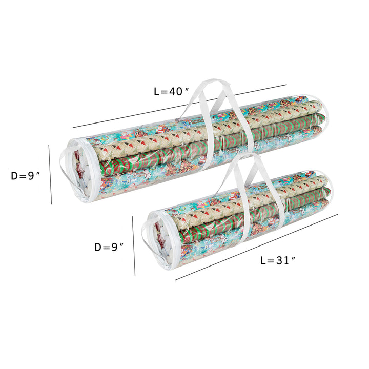 2 Pack 31 - 40 Inch Christmas Wrapping Paper Storage Bag Tube Handle Zipper Image 5