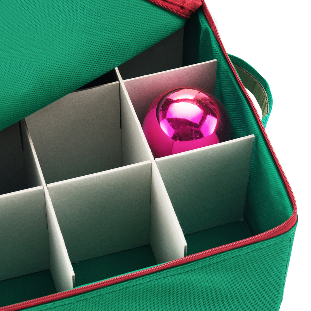 Tiny Tim Totes Christmas Ornament Storage Chest Holds 75 Balls w/ Dividers Green Image 4