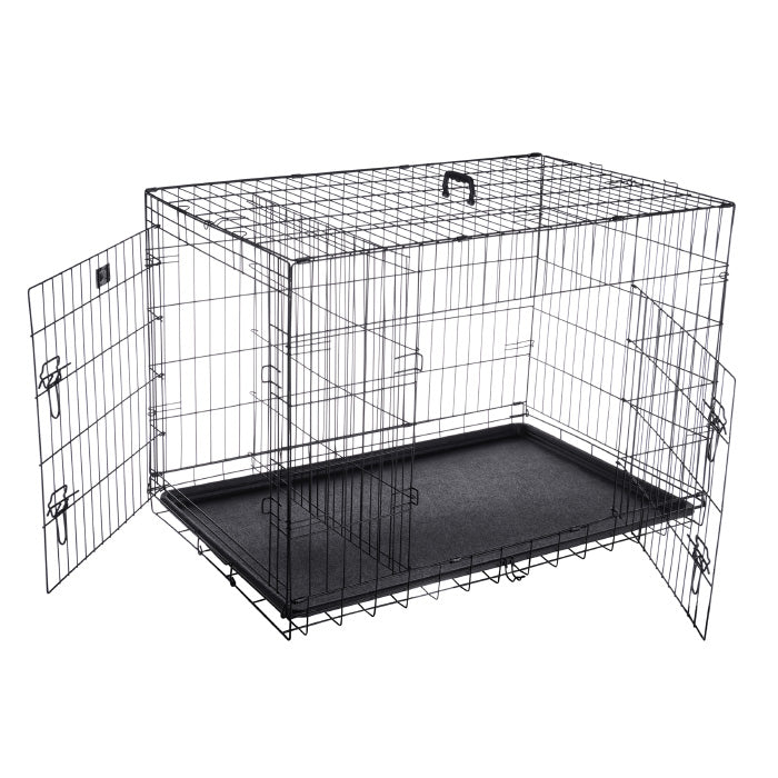 Pet Trex 42" Folding Double Door Pet Crate Kennel Cage for Dogs, Cats, Rabbits Image 1