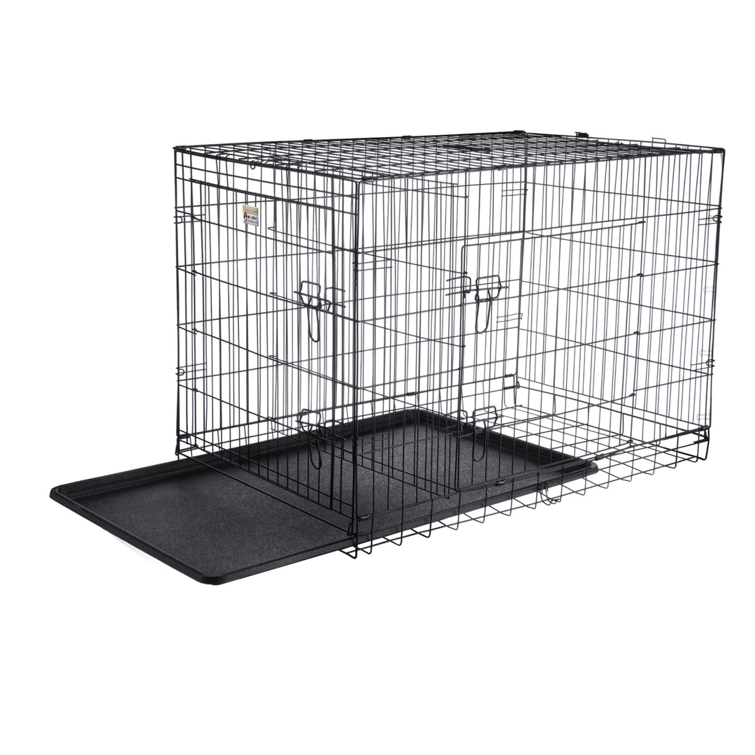 Pet Trex 42" Folding Double Door Pet Crate Kennel Cage for Dogs, Cats, Rabbits Image 3