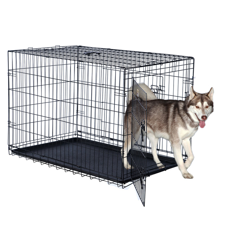 Pet Trex 42" Folding Double Door Pet Crate Kennel Cage for Dogs, Cats, Rabbits Image 5