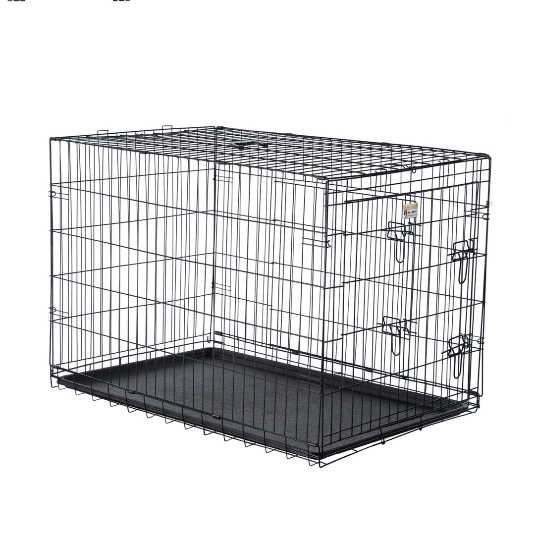 Pet Trex 42" Folding Double Door Pet Crate Kennel Cage for Dogs, Cats, Rabbits Image 6