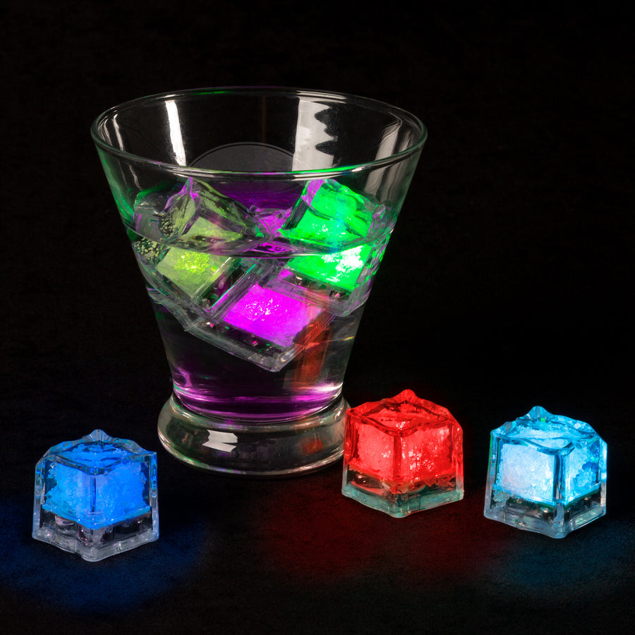 12 LED Waterproof Ice Cube Shaped Lights Drinks Wine Light Up Water Activated Image 1