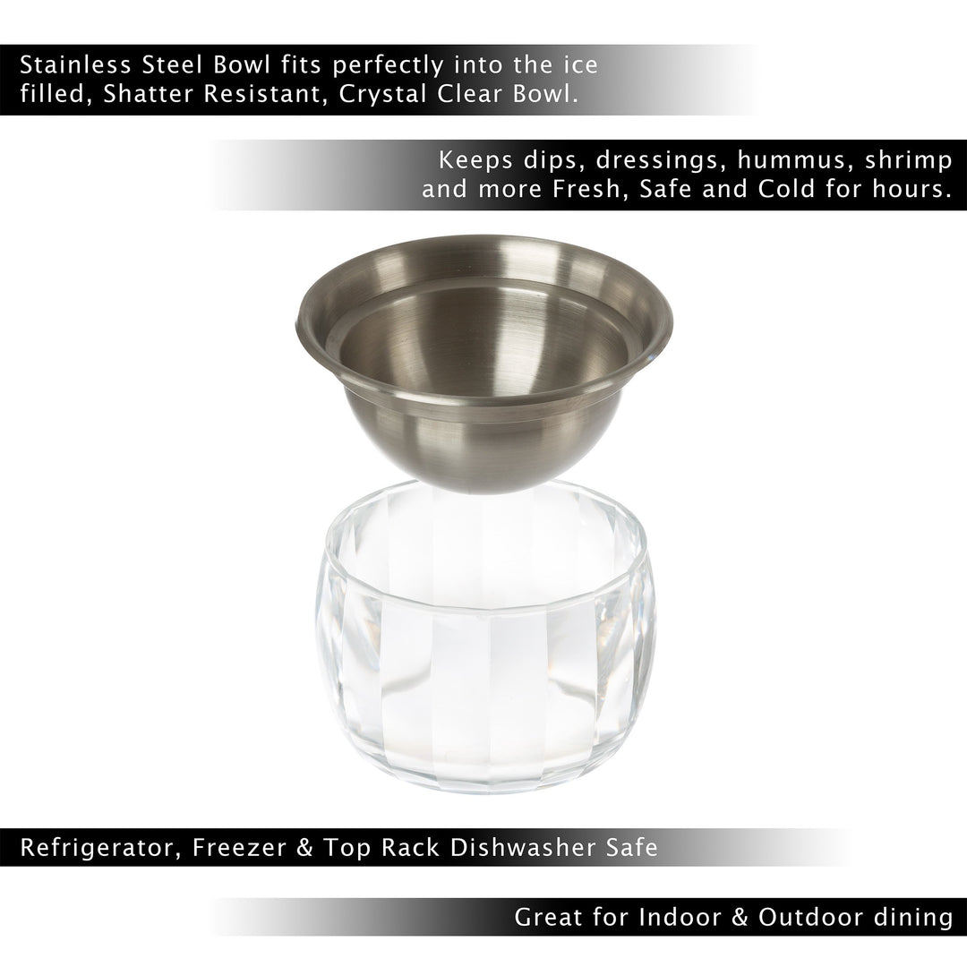 Stainless Steel Chilled Dip Bowl with Ice Chamber for Hummus Salsa Serving Image 3