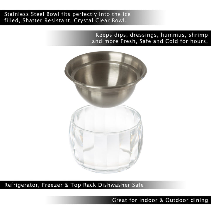 Stainless Steel Chilled Dip Bowl with Ice Chamber for Hummus Salsa Serving Image 3